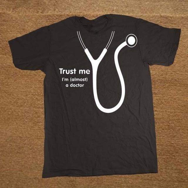 T-Shirt Blanc/noir / S T-Shirt "Trust me I'm (Almost) A Doctor" The Sexy Scientist