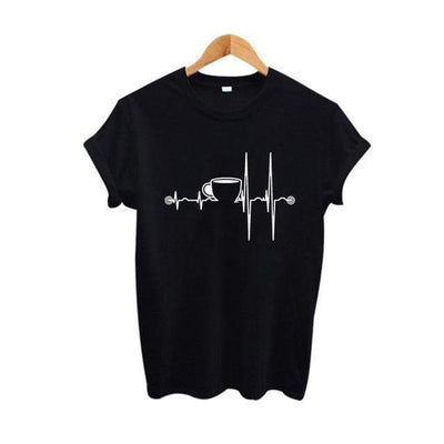 T-Shirt Noir / S T-Shirt "Coffee Heartbeat" The Sexy Scientist