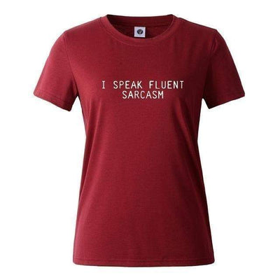 T-Shirt Rouge bordeaux / S T-Shirt "I Speak Fluent Sarcasm" The Sexy Scientist