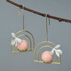 200001692 Gold Pink Lotus Fun Natural Gemstone Creative Hang Up Plant Pot Dangle Earrings Real 925 Sterling Silver Earrings Handmade Fine Jewelry The Sexy Scientist