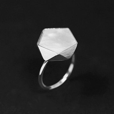 200001701 Resizable / Silver Color Lotus Fun Real 925 Sterling Silver Creative North European Style Geometric Angles Design Fine Jewelry Rings for Women The Sexy Scientist