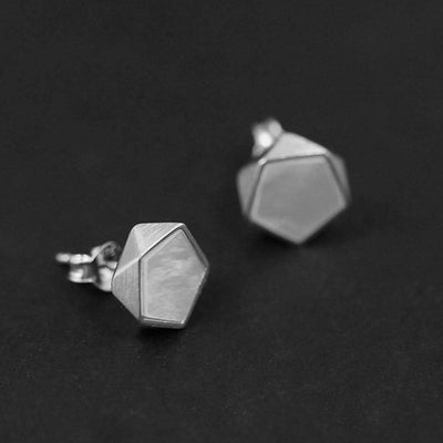 Argent Lotus Fun Real 925 Sterling Silver Creative North European Style Geometric Angles Design Fine Jewelry Stud Earrings for Women The Sexy Scientist