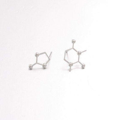 Bijoux science Plaqué argent Boucles d'oreilles molécule Caféine The Sexy Scientist