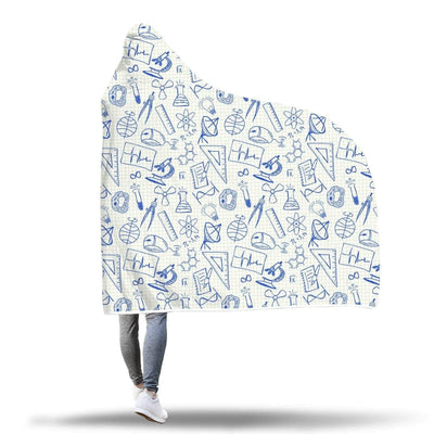 Hooded Blanket Plaid à capuche blanc Dessins Scientifiques - Taille adulte et enfant The Sexy Scientist