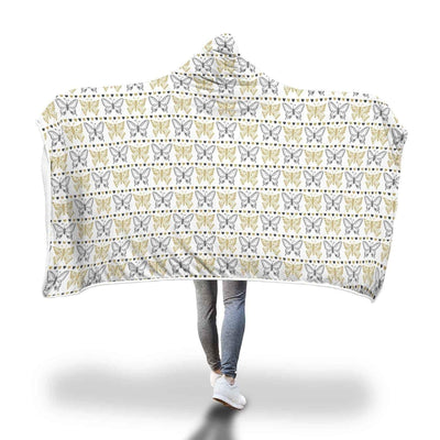 Hooded Blanket Plaid à capuche blanc Papillons or & noir - Taille adulte et enfant The Sexy Scientist