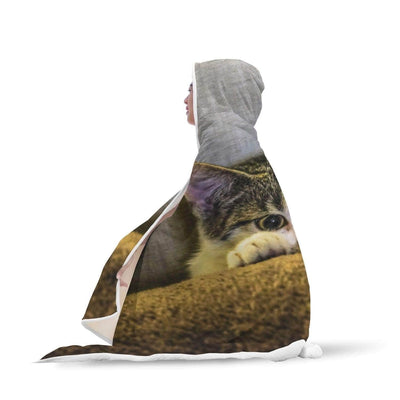 Hooded Blanket Plaid à capuche chaton apeuré - Taille adulte et enfant The Sexy Scientist