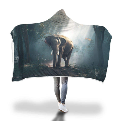 Hooded Blanket Plaid à capuche éléphant en forêt - Taille adulte et enfant The Sexy Scientist