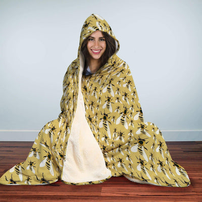 Hooded Blanket Plaid à capuche jaune Abeilles - Taille adulte et enfant The Sexy Scientist