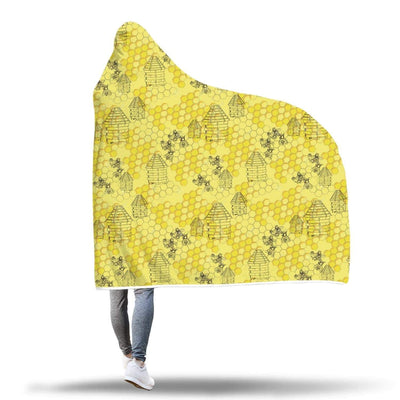 Hooded Blanket Plaid à capuche jaune Ruche & Abeilles - Taille adulte et enfant The Sexy Scientist