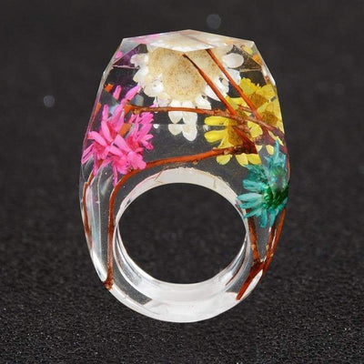 Ring Bague en résine fleurs multicolors - Fleurs & Résine The Sexy Scientist
