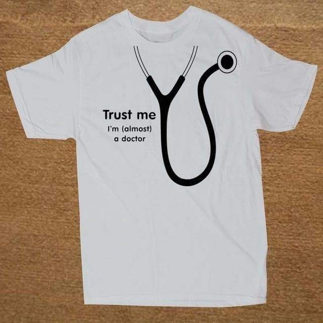 T-Shirt Blanc/noir / S T-Shirt "Trust me I'm (Almost) A Doctor" The Sexy Scientist