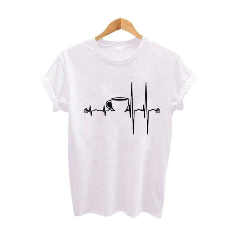 T-Shirt Blanc / S T-Shirt "Coffee Heartbeat" The Sexy Scientist